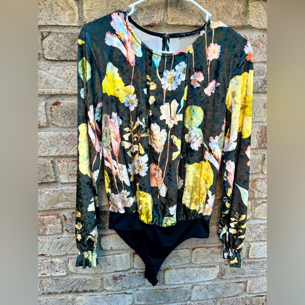 Zara Floral Velvet Bodysuit